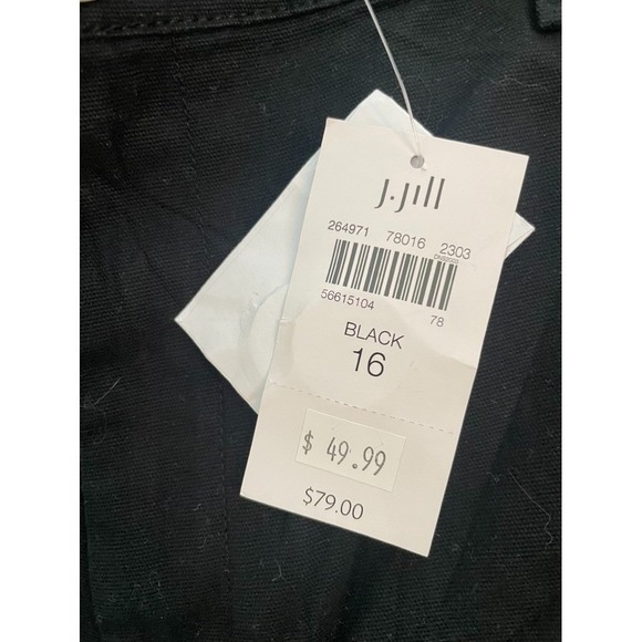 J Jill NWT Black Wide Leg Crop Pants Size 16 Cotton Stretch 22" Inseam - Picture 4 of 5